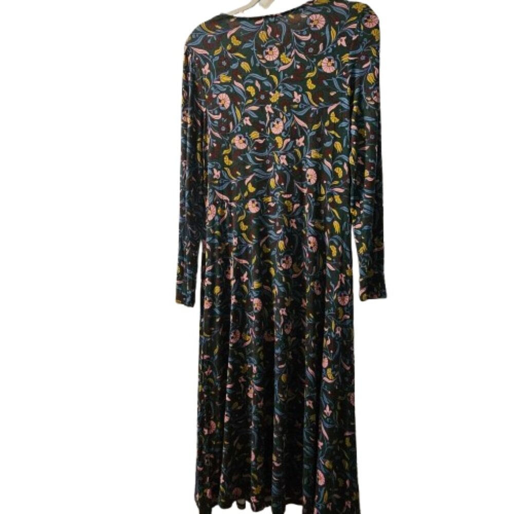 NWT Boden Crew Neck Jersey Midi Dress Green Floral  Size 8R - Picture 3 of 12